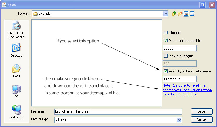 sitemap.xsl example